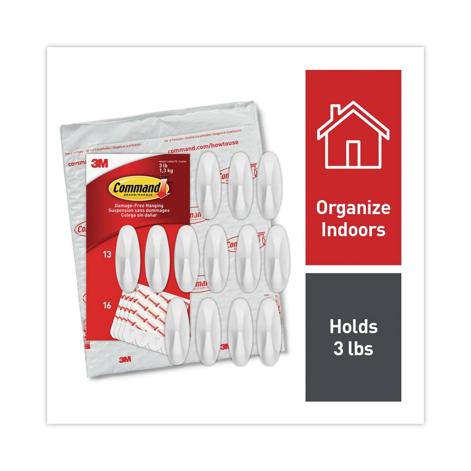 Command Medium Wall Hooks, Damage-Free, 16-Pack